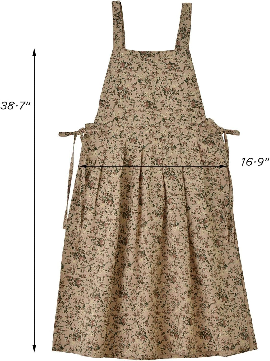 Kitchen Apron Floral Cotton Waterproof Women Apron Coffee Color
