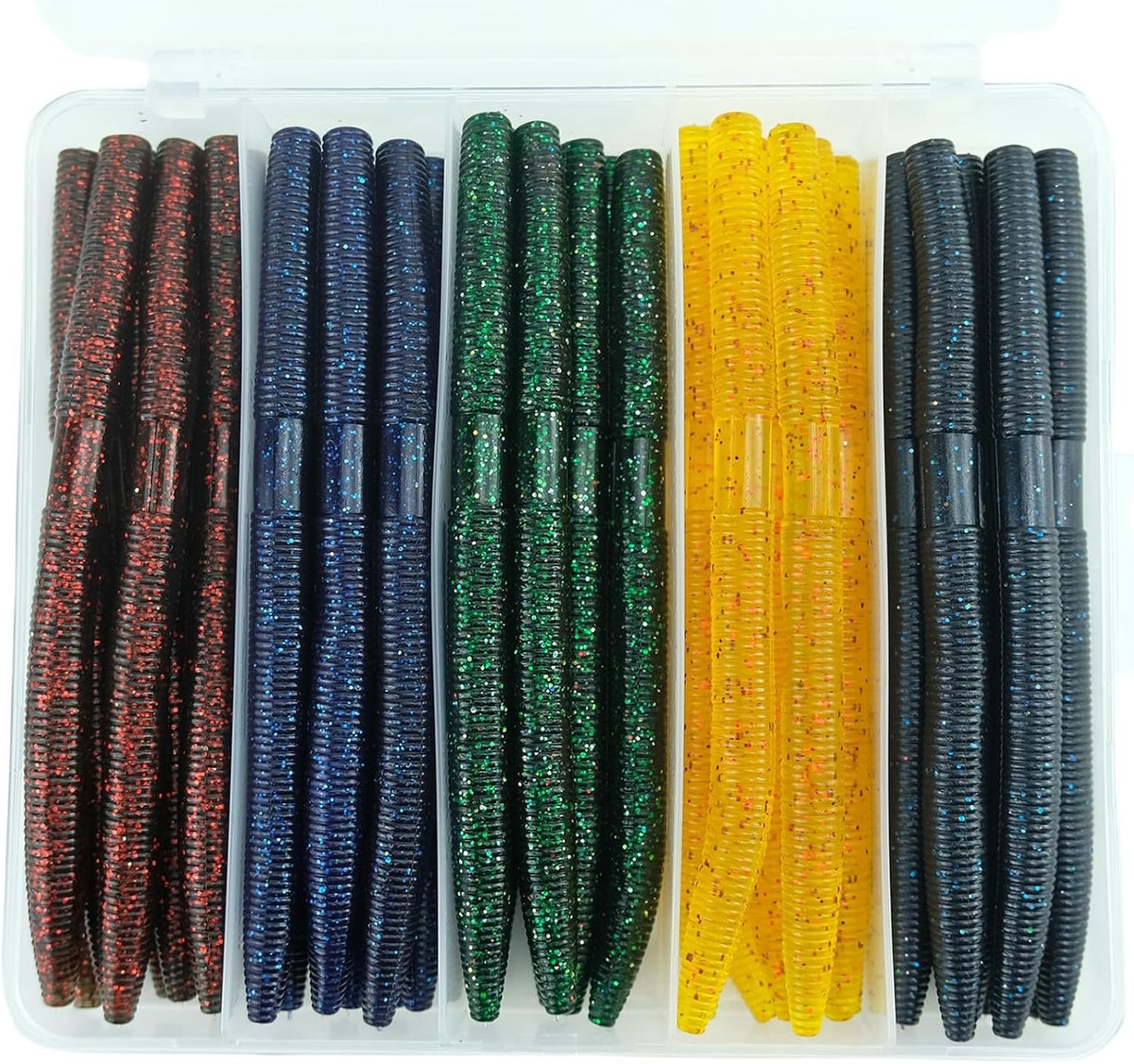 Senko Worms 5.5" 40PCS - Flash Mix Wacky Worm Lures for Bass