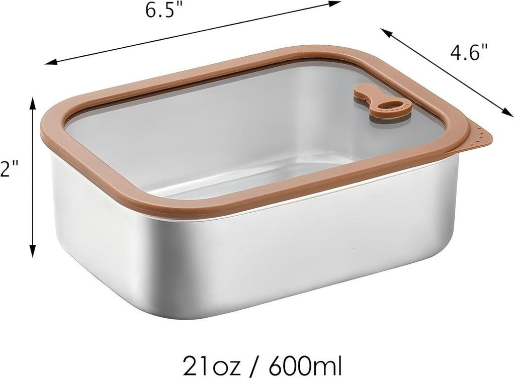 Premium 304 Stainless Steel Food Containers with Tempered Glass Lids