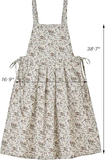 Kitchen Apron Floral Cotton Waterproof Women Apron White Color
