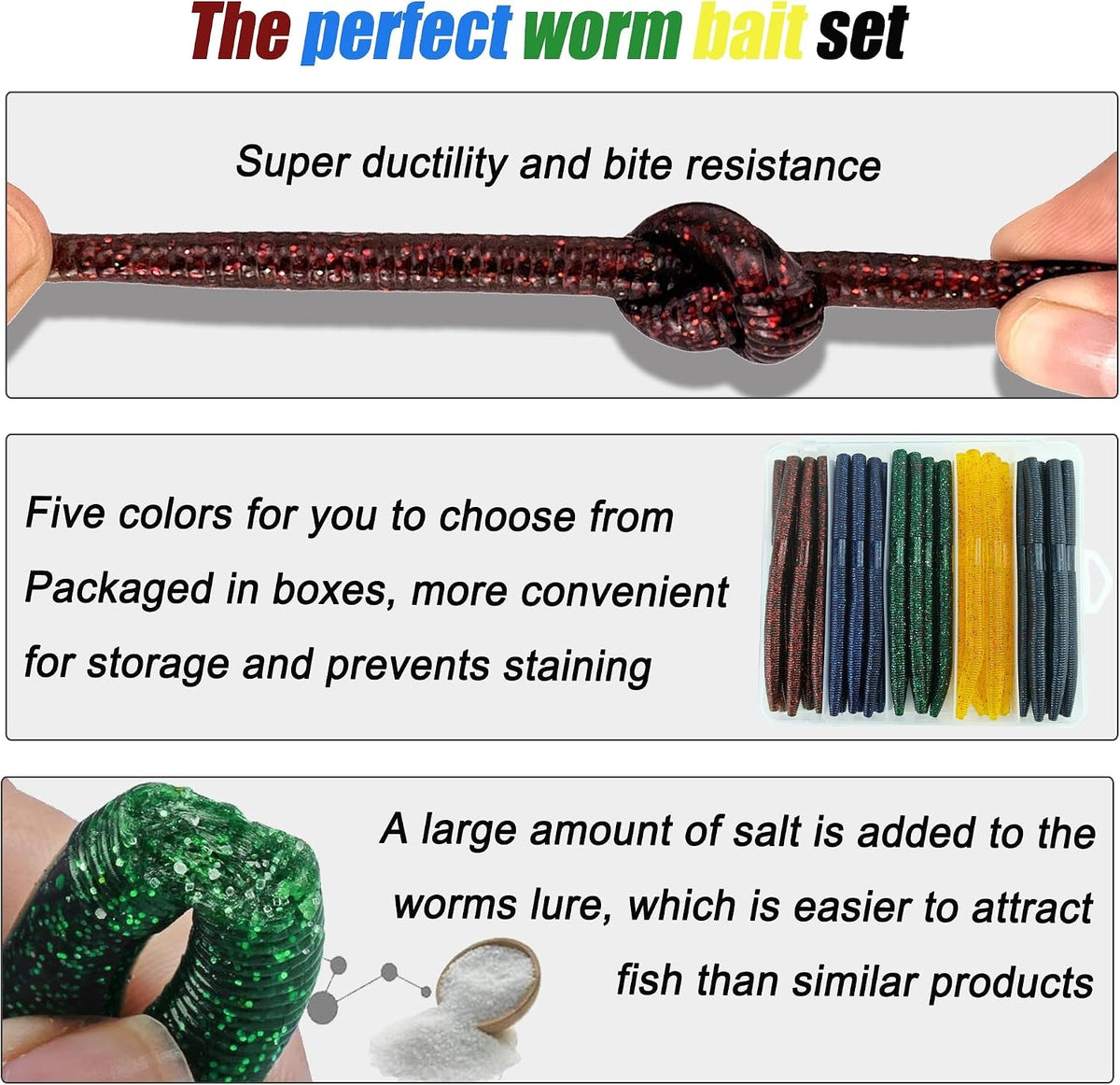 Senko Worms 5.5" 40PCS - Flash Mix Wacky Worm Lures for Bass