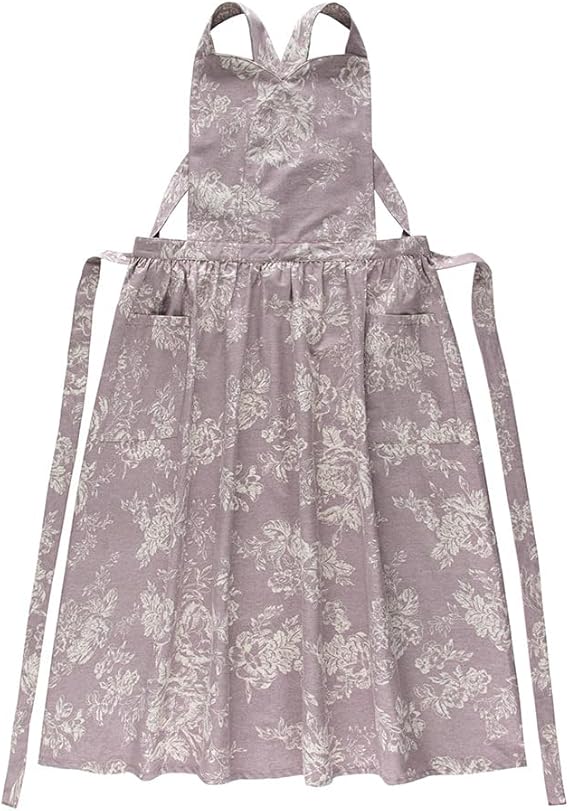 Kitchen Apron Floral Cotton Waterproof Women Apron Purple Color
