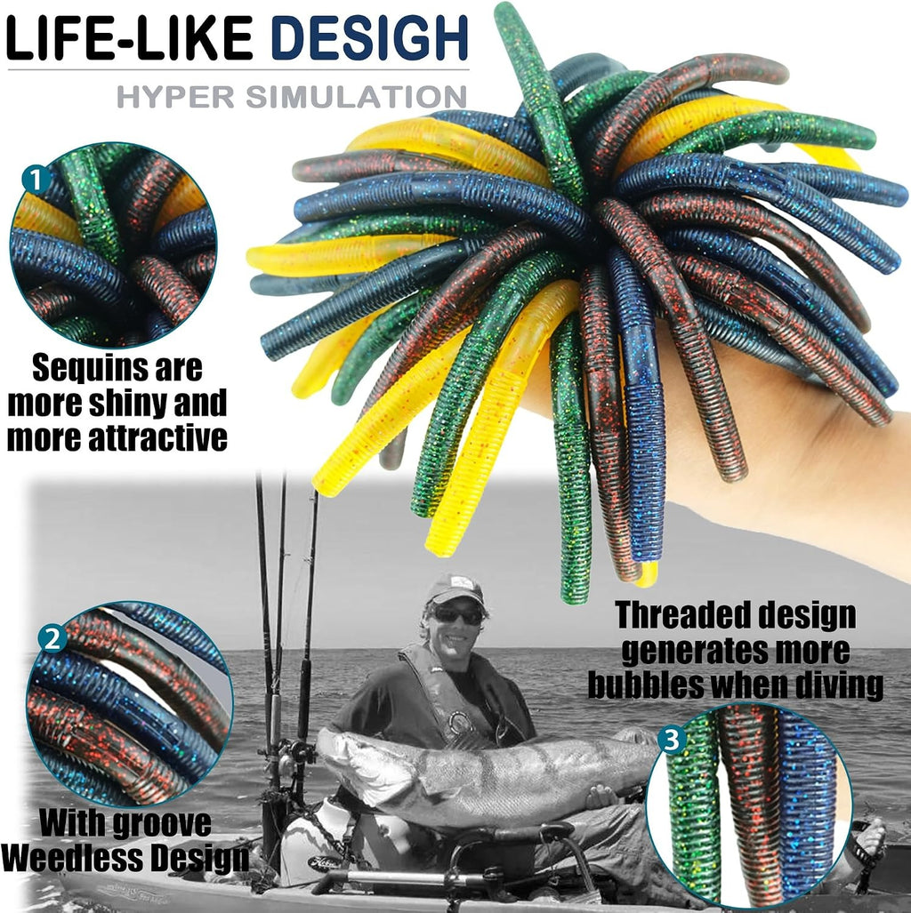 Senko Worms 5.5" 40PCS - Flash Mix Wacky Worm Lures for Bass