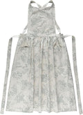 Kitchen Apron Floral Cotton Waterproof Women Apron Beige Color With Blue Flowers