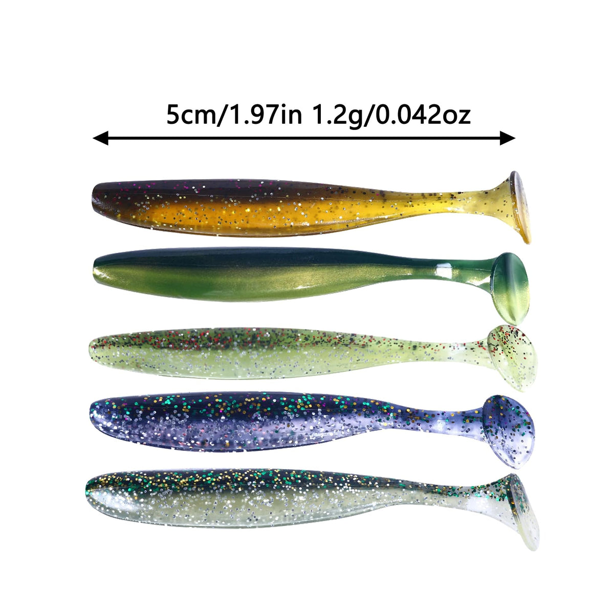 Paddle Tail Swimbaits 1.97'' 50PCS - Natural Shad Soft Lures Kit for Bass
