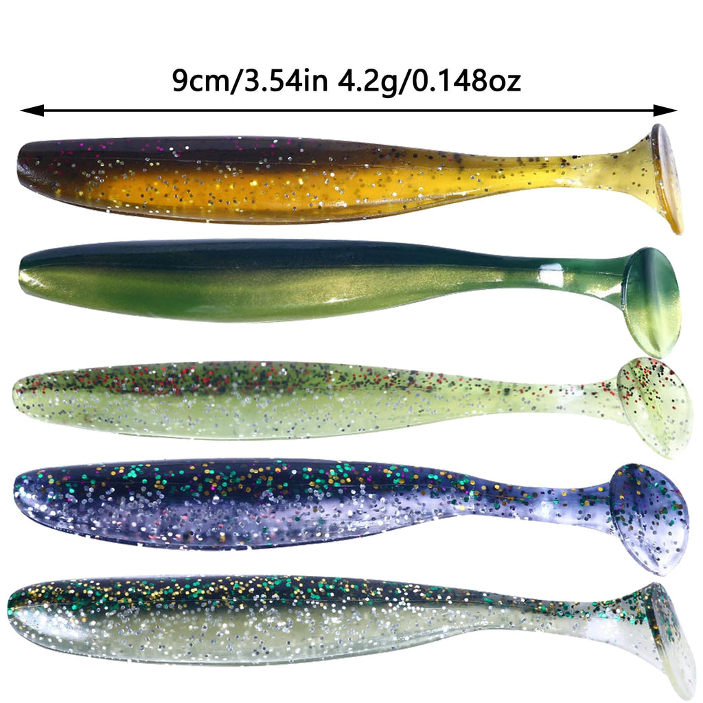 Paddle Tail Swimbaits 3.54'' 30PCS - Smoke Silver Soft Lures Kit for Bass