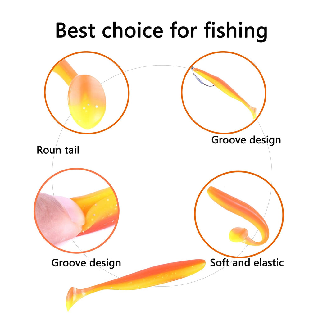 Paddle Tail Swimbaits 3.54'' 30PCS - Neon Bright Soft Lures Kit for Bass