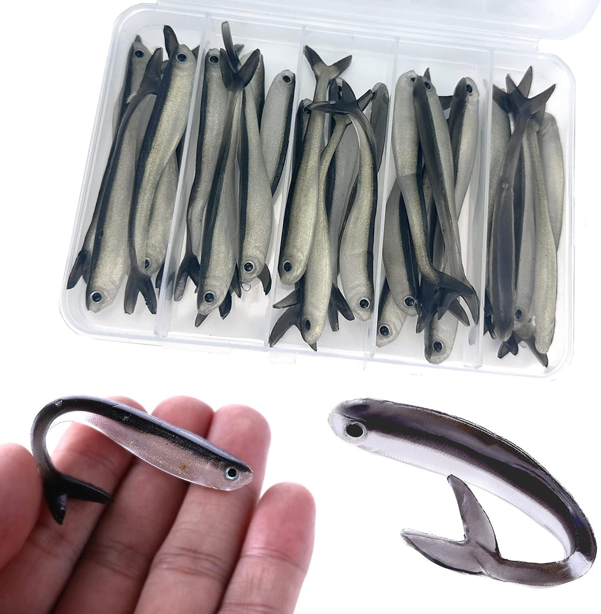 Paddle Tail Swimbaits 3.15'' 30PCS - Threadfin Shad Minnow Lures for Bass