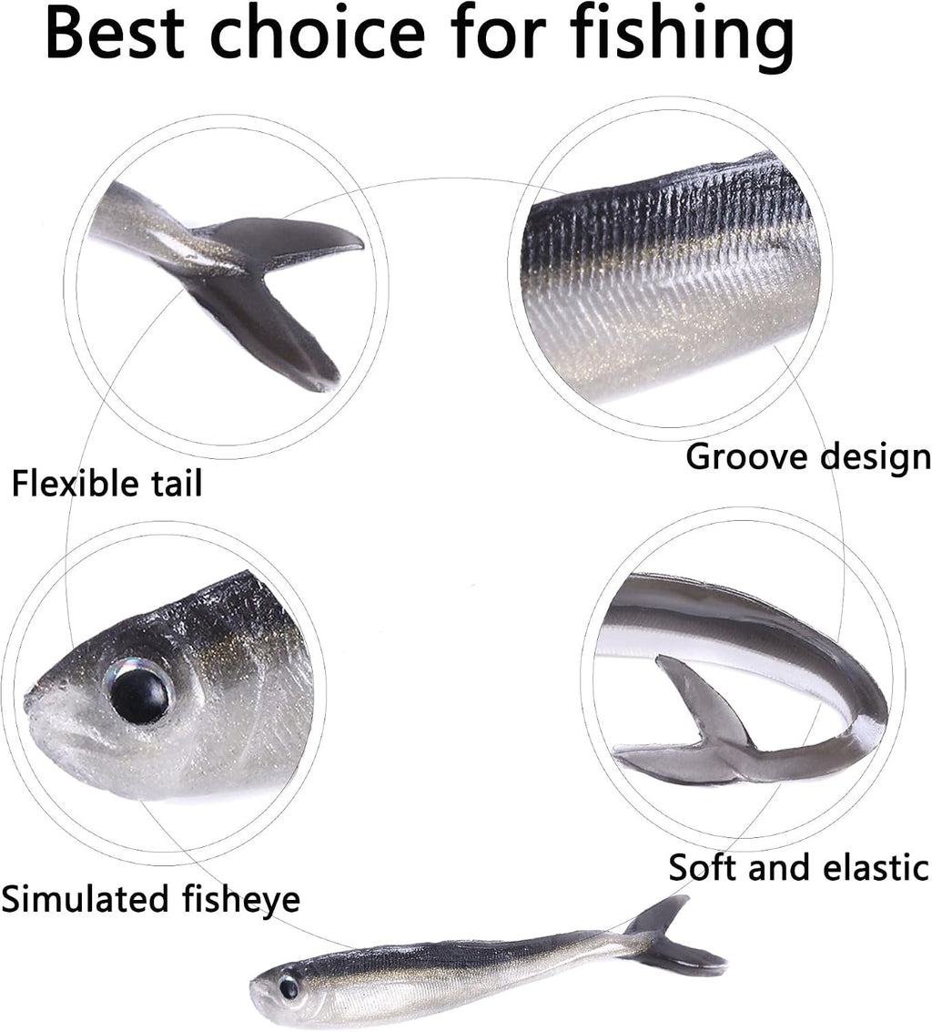 Paddle Tail Swimbaits 3.15'' 30PCS - Threadfin Shad Minnow Lures for Bass