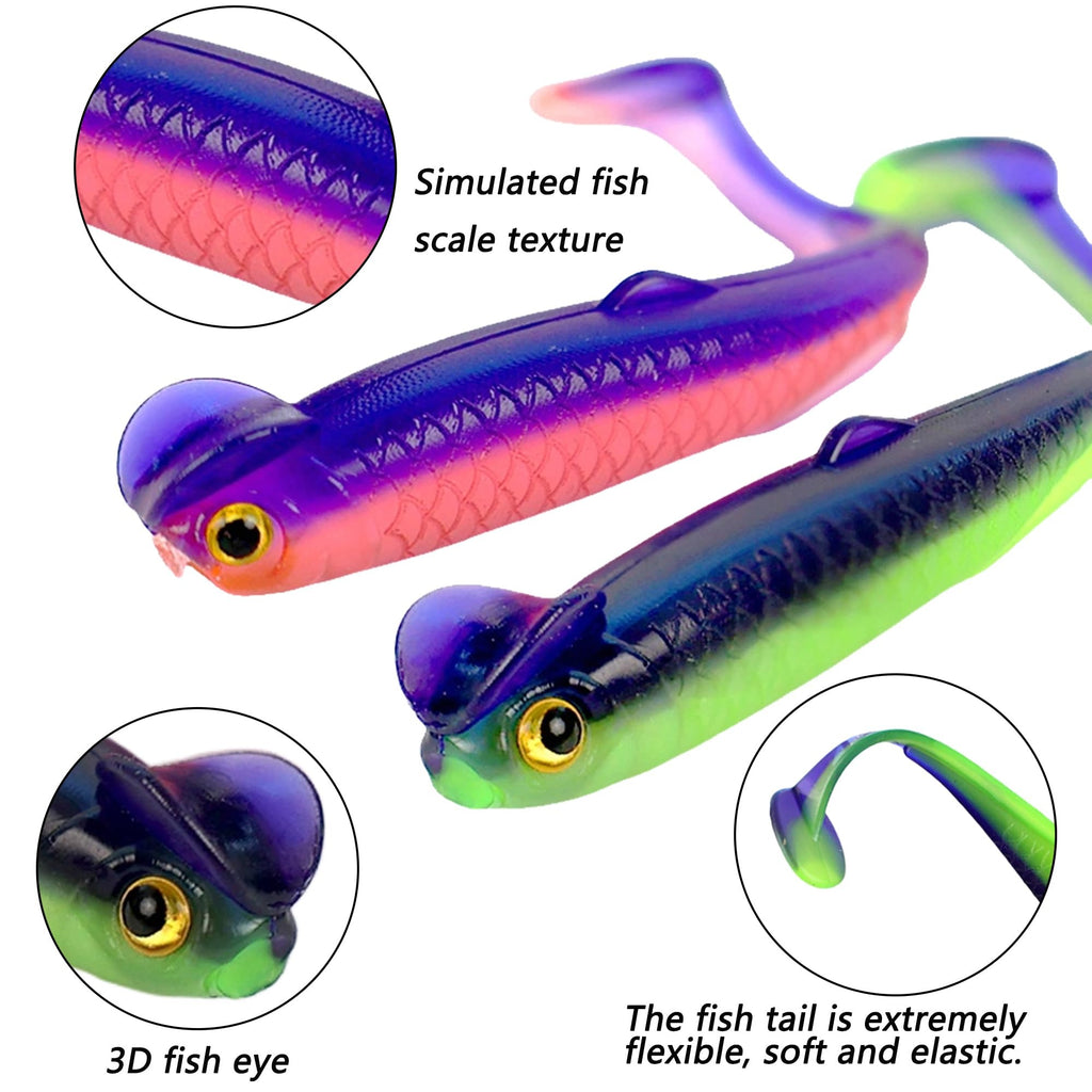 Paddle Tail Swimbaits 2.36'' 50PCS - Mini Fish Assorted Soft Lures Kit