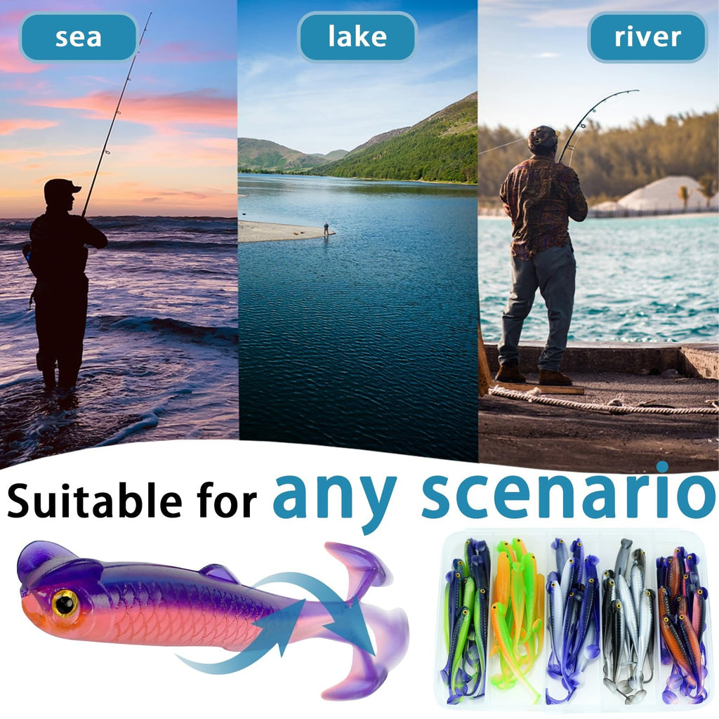 Paddle Tail Swimbaits 2.36'' 50PCS - Mini Fish Assorted Soft Lures Kit