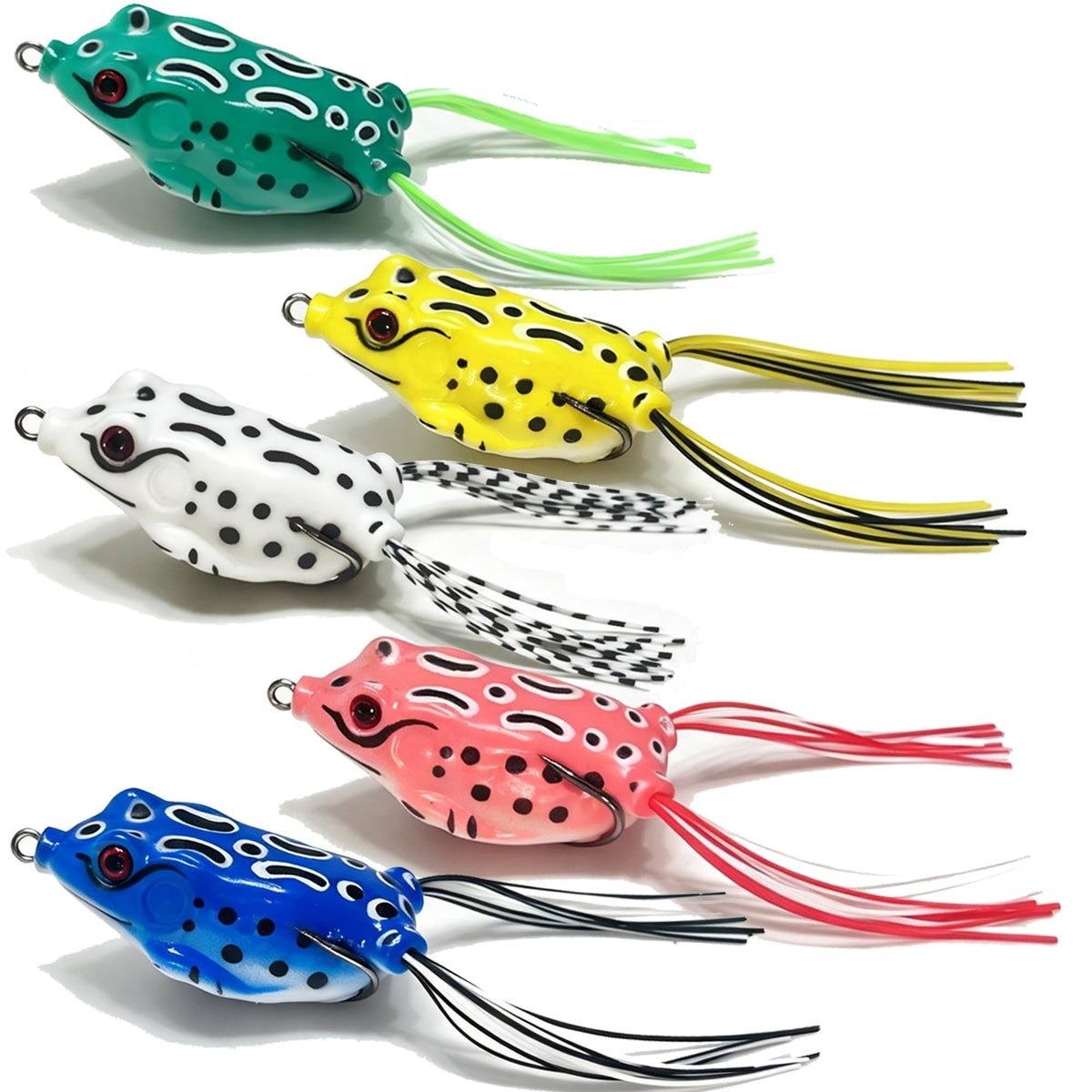 Frog Lures 2.16'' 5-Pack - Skirt Frog Pop Color Topwater Weedless Baits
