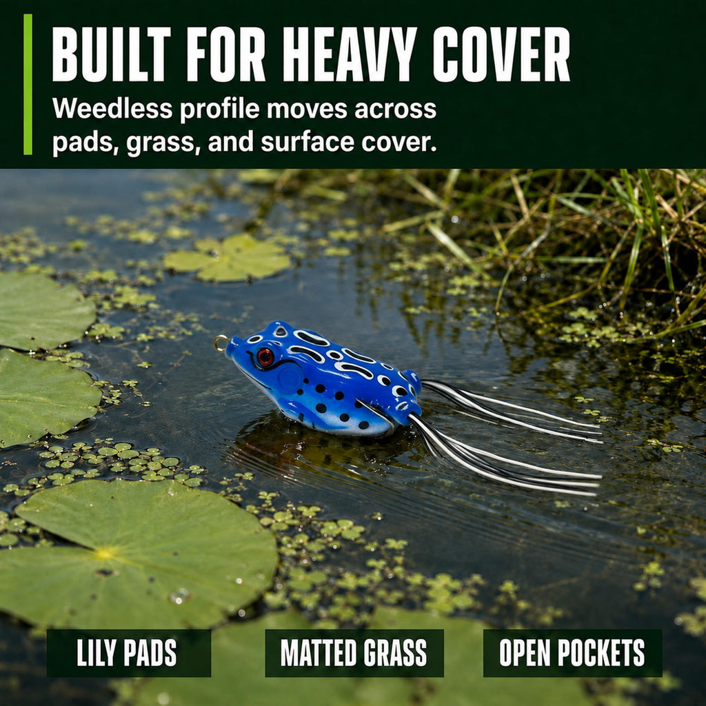 Frog Lures 2.16'' 5-Pack - Skirt Frog Pop Color Topwater Weedless Baits