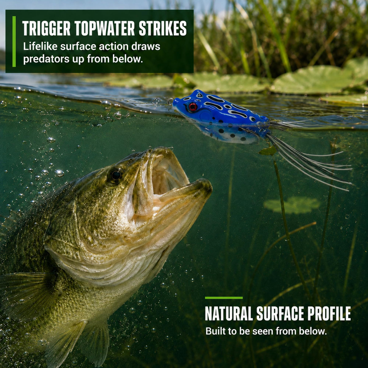 Frog Lures 2.16'' 5-Pack - Skirt Frog Pop Color Topwater Weedless Baits