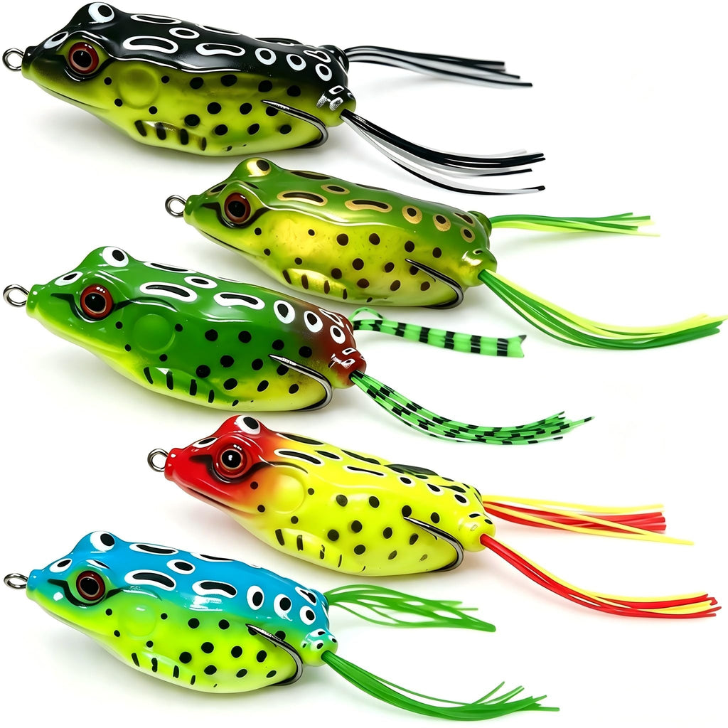 Frog Lures 2.75'' 5-Pack - Skirt Frog Classic Long Topwater Weedless Baits