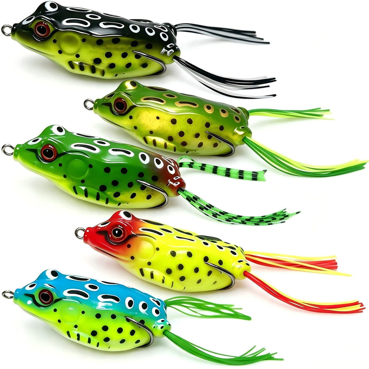 Frog Lures 2.75'' 5-Pack - Skirt Frog Classic Long Topwater Weedless Baits