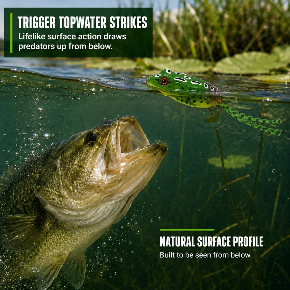 Frog Lures 2.75'' 5-Pack - Skirt Frog Classic Long Topwater Weedless Baits
