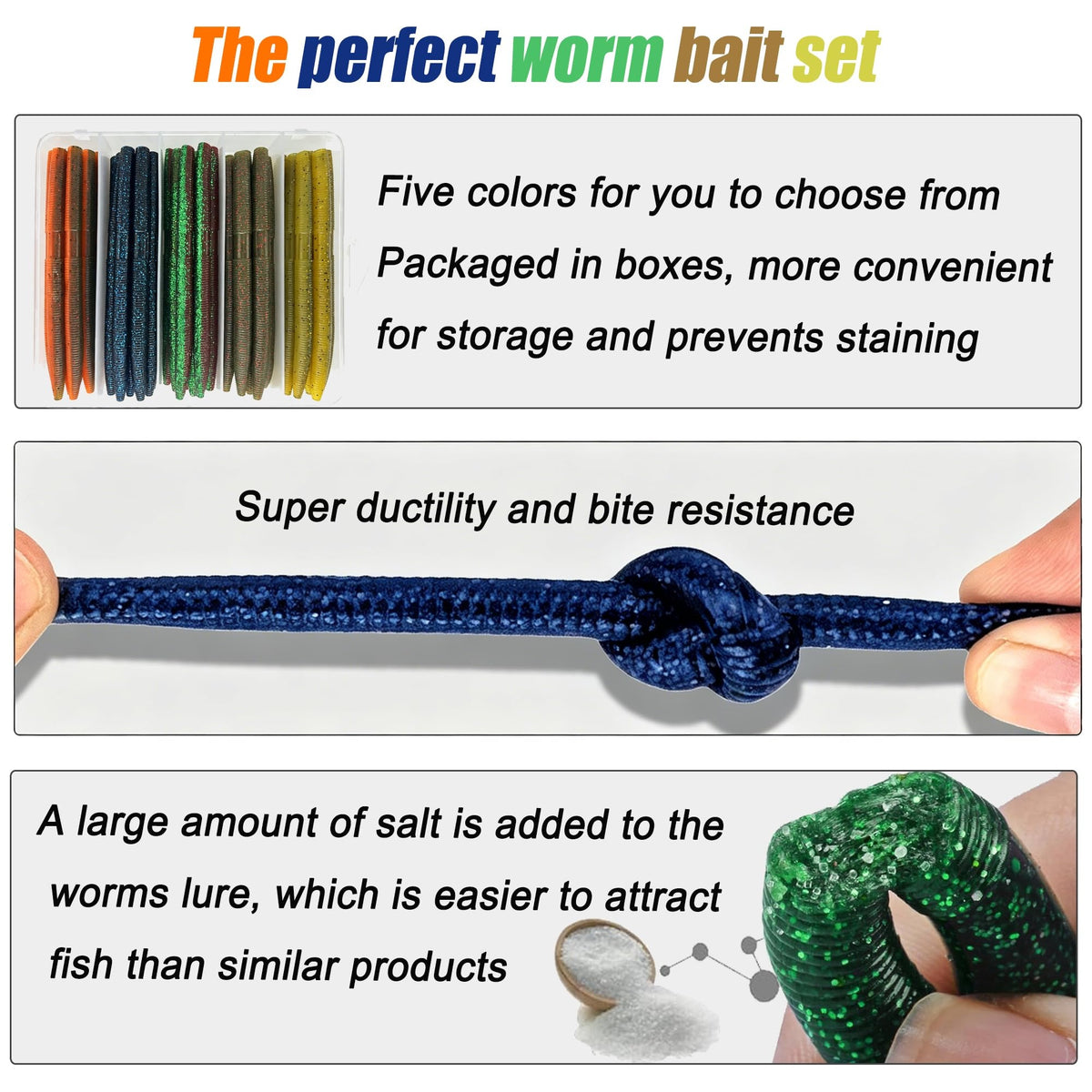 Senko Worms 5.5" 40PCS - Natural Craw Mix Wacky Worm Lures for Bass