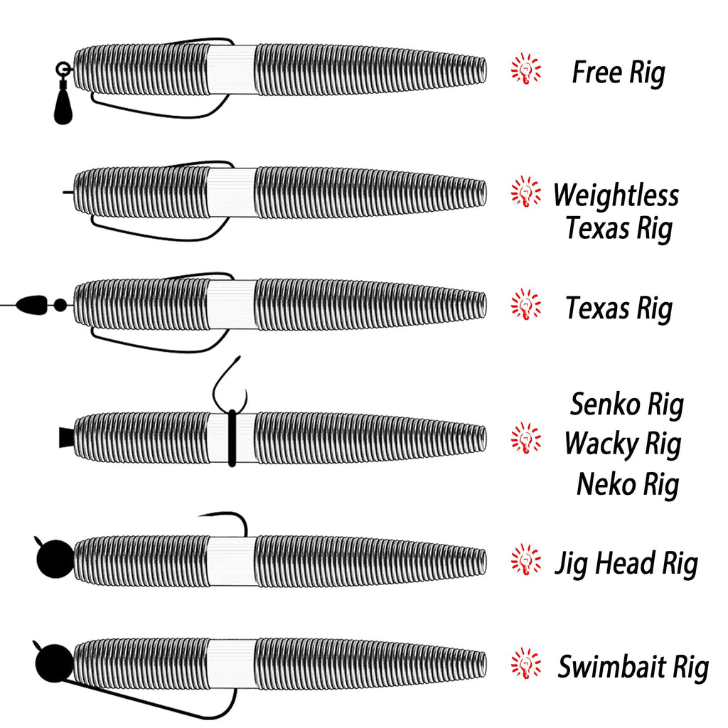 Senko Worms 5.5" 40PCS - Natural Craw Mix Wacky Worm Lures for Bass