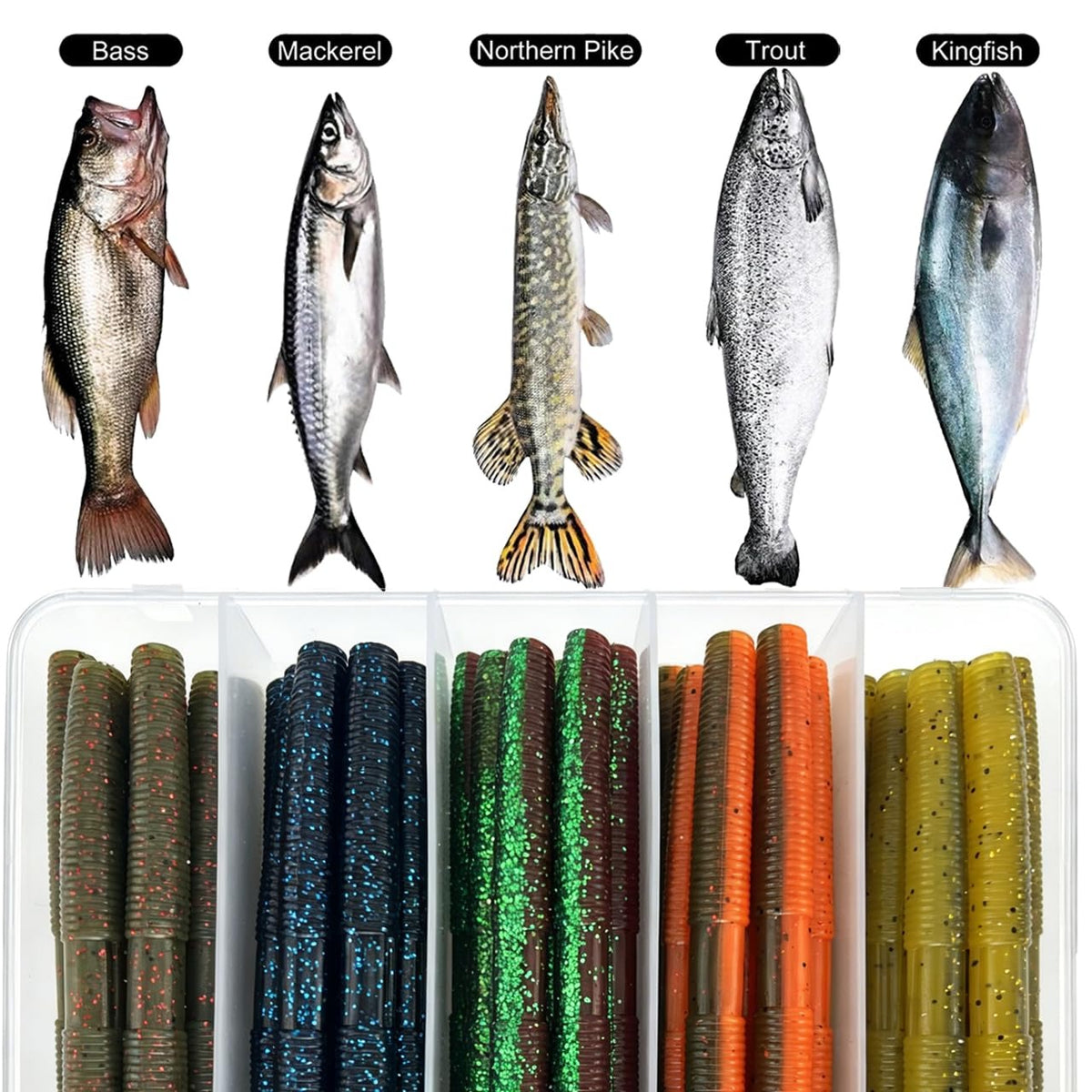 Senko Worms 5.5" 40PCS - Natural Craw Mix Wacky Worm Lures for Bass